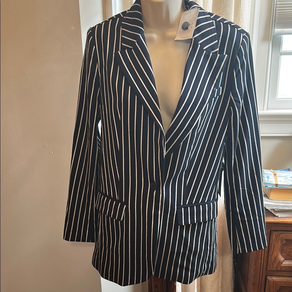 Forever 21 Navy and White Striped Blazer